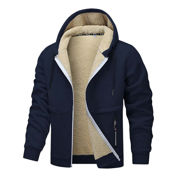 Casual Hoodies For Men Heavyweight Fleece Sweatshirt Zipper Jacket 148cm chest XXXL.