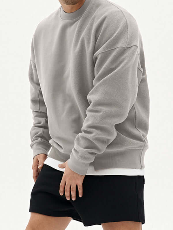 Casual Knit Crew Sweatshirt with Stitch Detail for Men relaxed fit