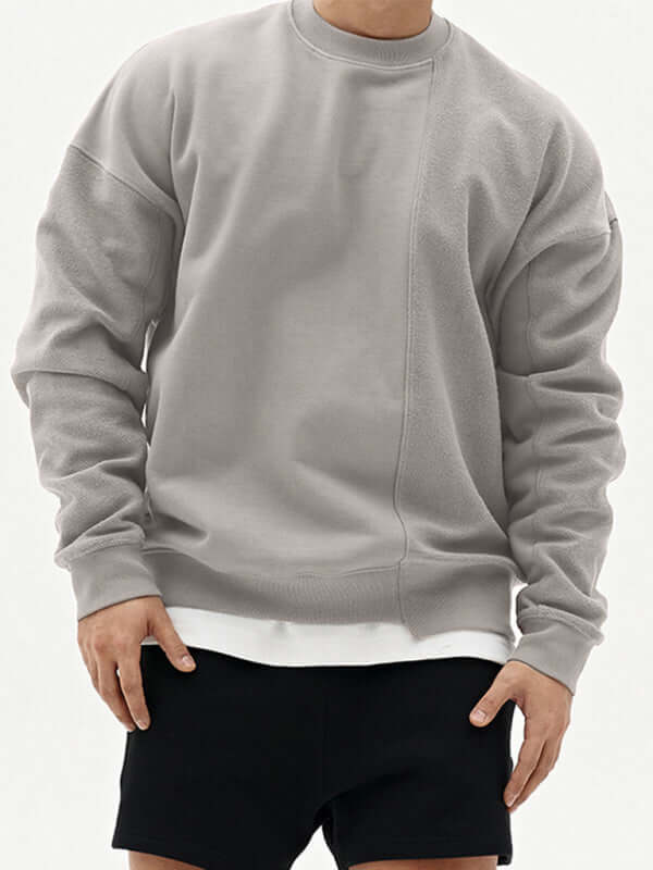 Casual Knit Crew Sweatshirt with Stitch Detail for Men daily casual wear