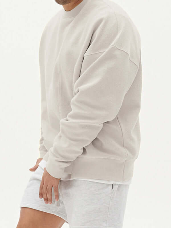 Casual Knit Crew Sweatshirt with Stitch Detail for Men campus outfit style