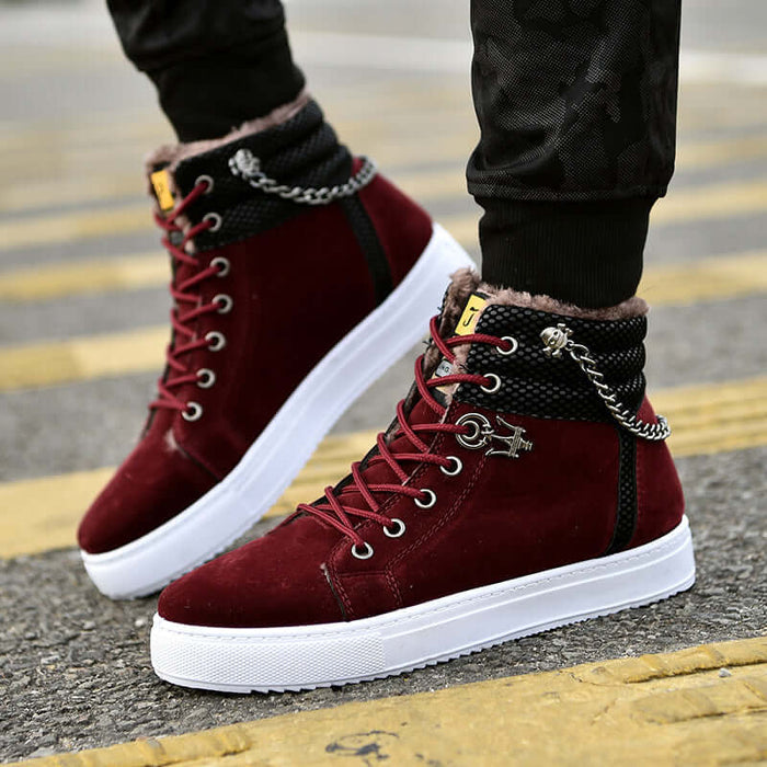 Casual Men Fleece Lined Sneakers suede winter shoes