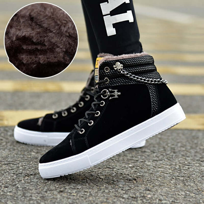 Casual Men Fleece Lined Sneakers comfortable walking shoes
