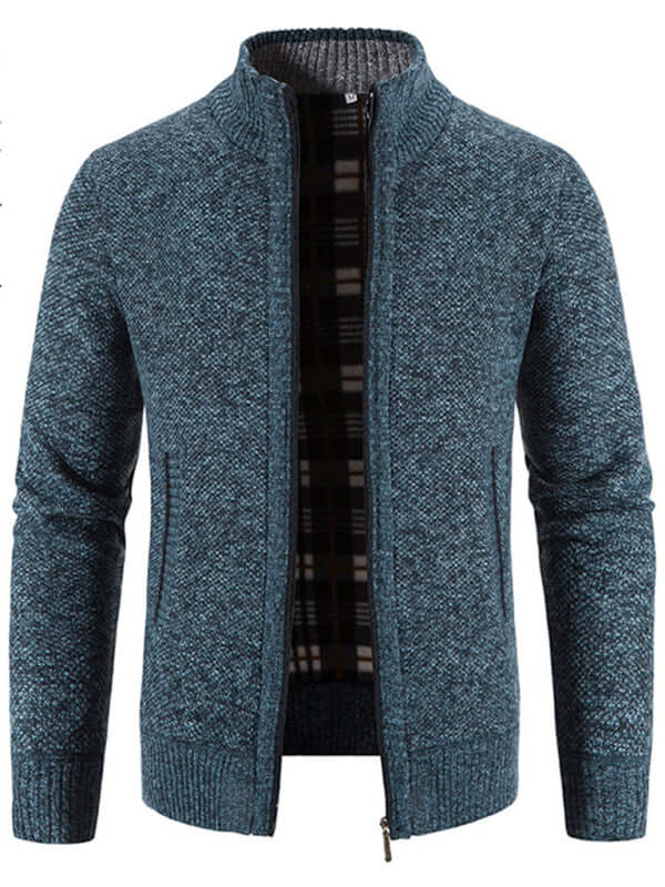 Casual Stand Collar Knit Zip Jacket for Men modern slim fit casual wear