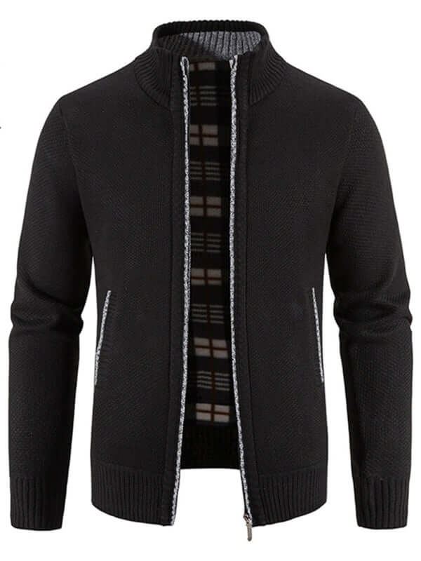Casual Stand Collar Knit Zip Jacket for Men perfect for autumn and winter wear