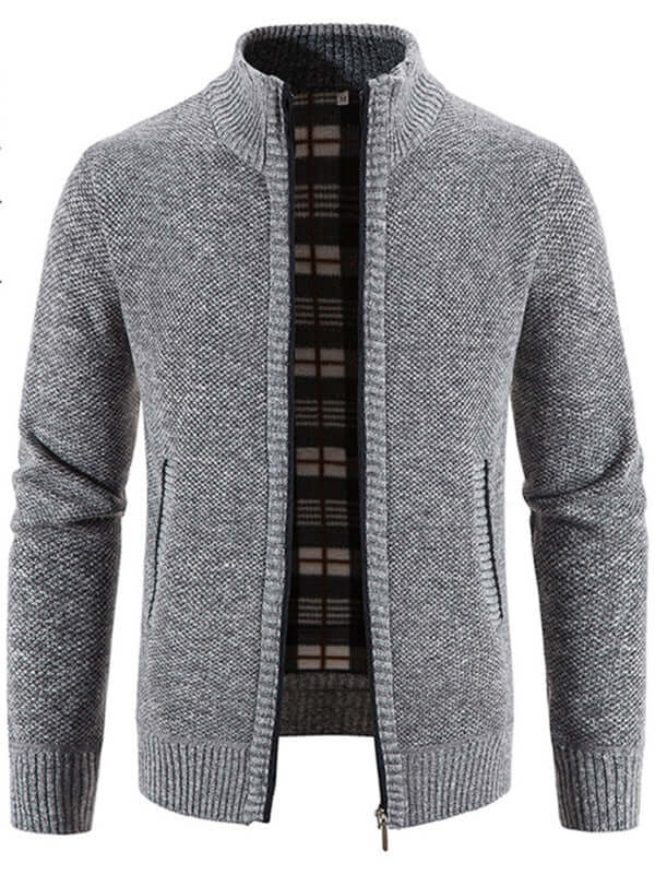 Casual Stand Collar Knit Zip Jacket for Men comfortable soft touch material