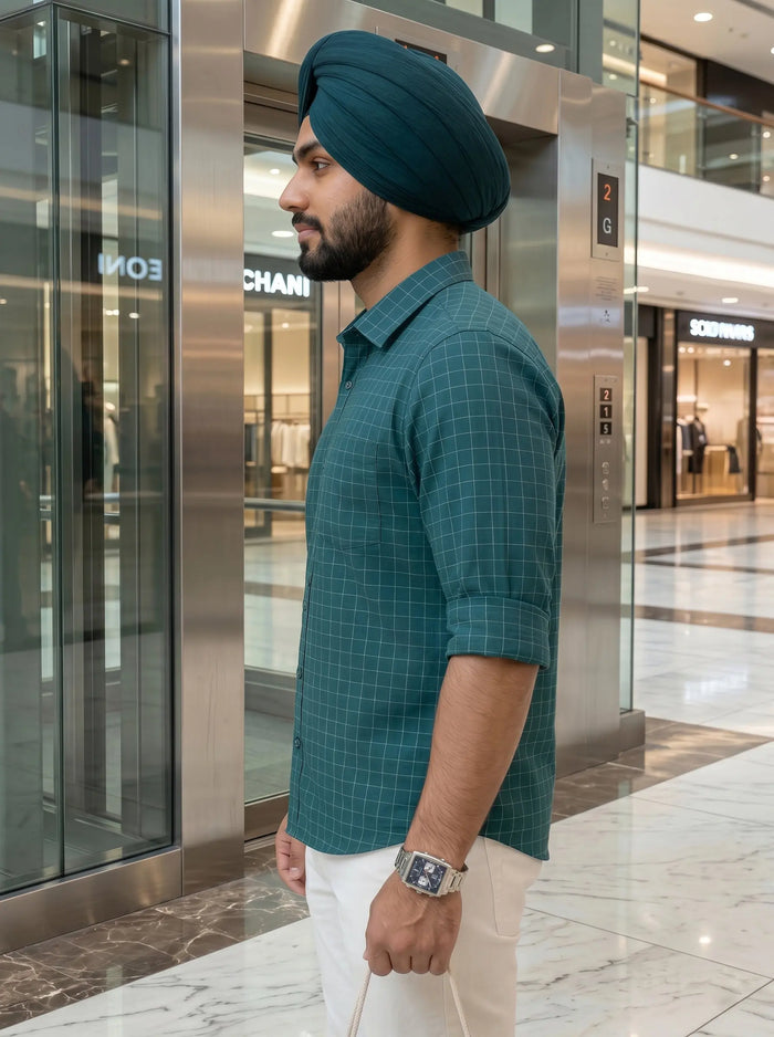 Checkered Poly Cotton Full Sleeve Shirt LEON