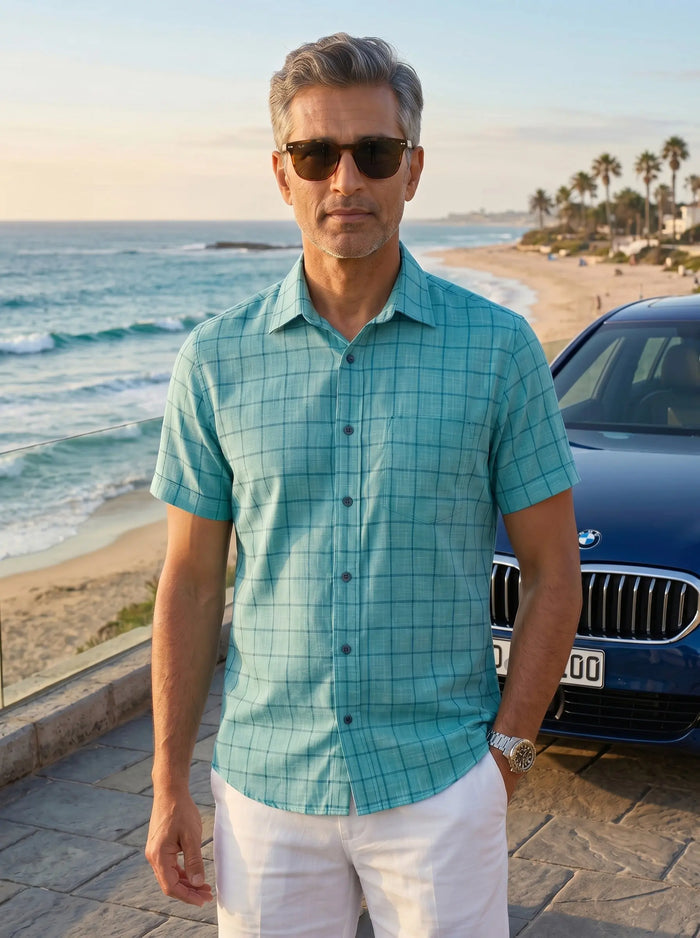 Checkered Poly Cotton Half Sleeve Shirt LEON