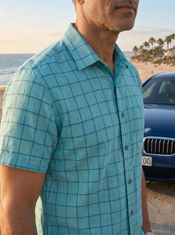 Checkered Poly Cotton Half Sleeve Shirt LEON