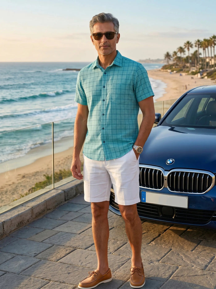 Checkered Poly Cotton Half Sleeve Shirt LEON