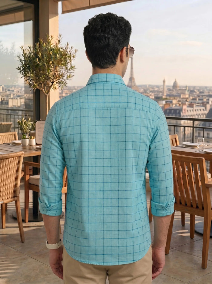 Checkered Poly Cotton Full Sleeve Shirt LEON