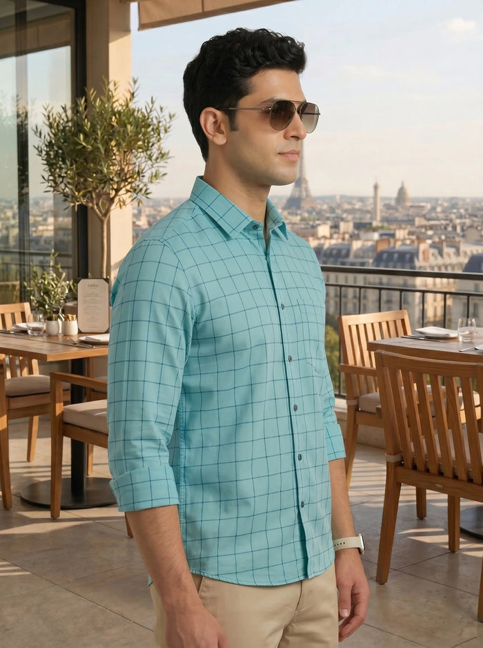 Checkered Poly Cotton Full Sleeve Shirt LEON