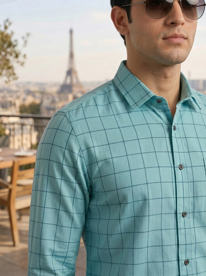 Checkered Poly Cotton Full Sleeve Shirt LEON