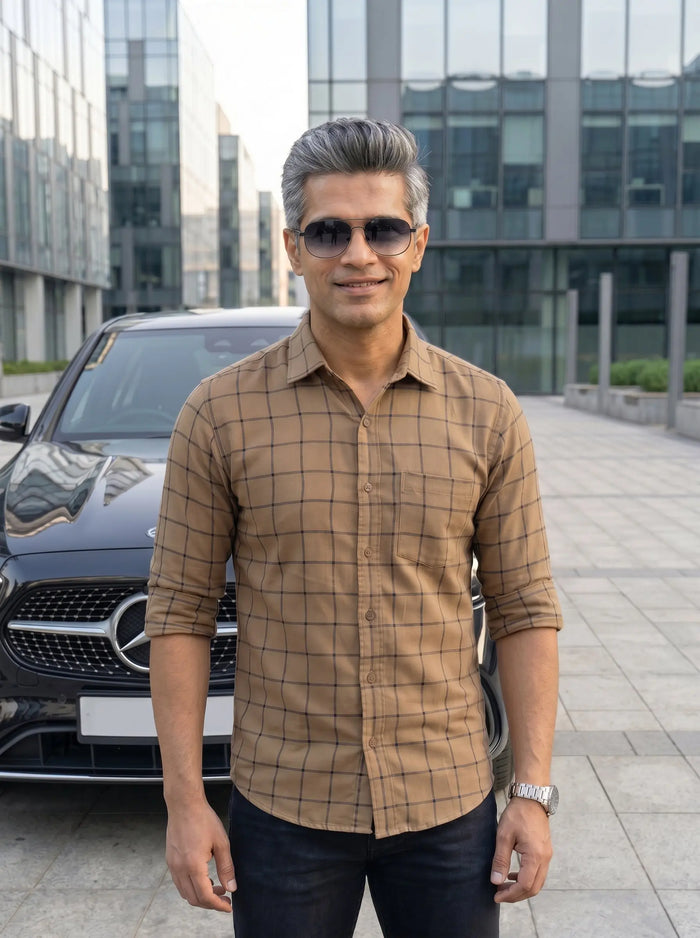 Checkered Poly Cotton Full Sleeve Shirt LEON