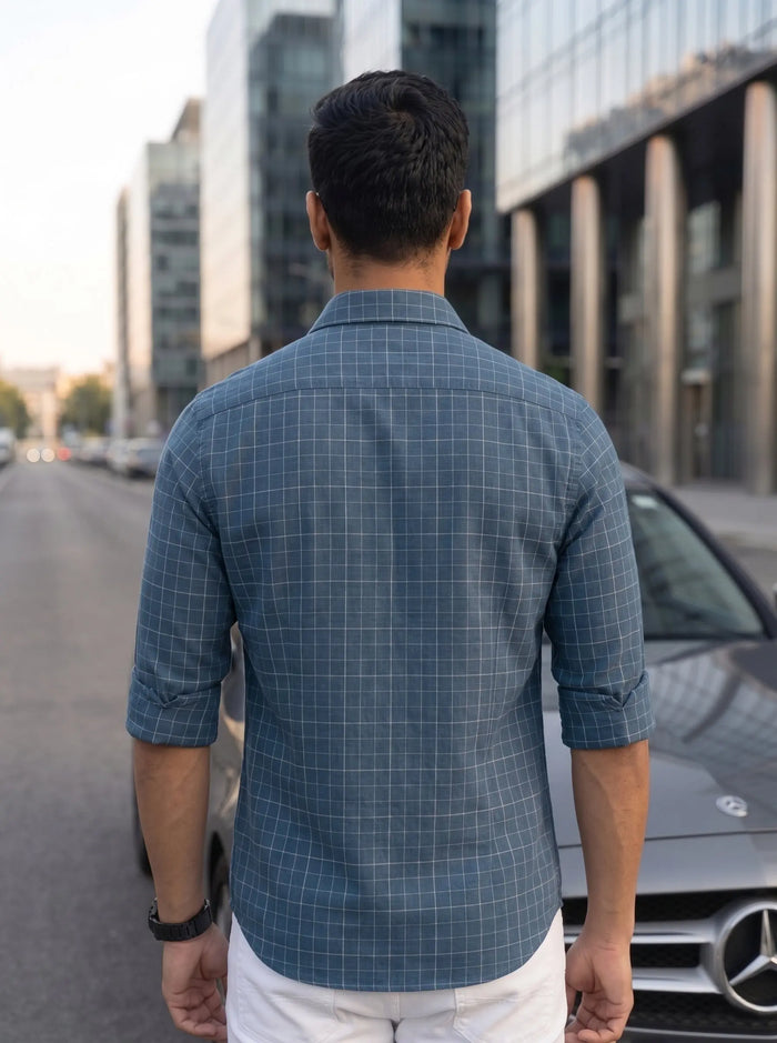 Checkered Poly Cotton Full Sleeve Shirt LEON