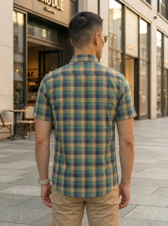 Checkered Poly Cotton Half Sleeve Shirt LEON