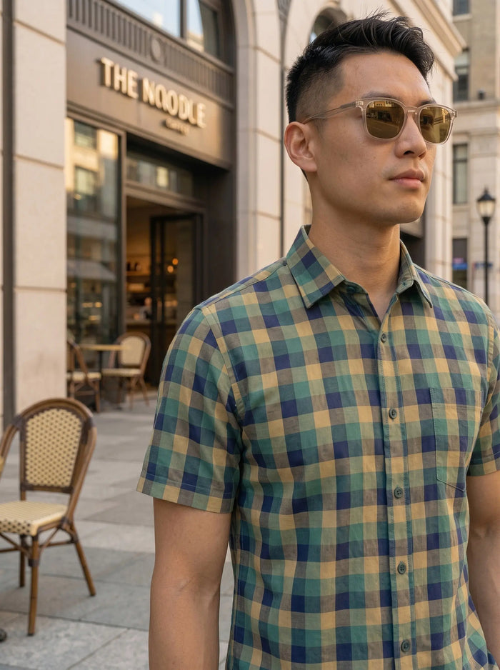 Checkered Poly Cotton Half Sleeve Shirt LEON