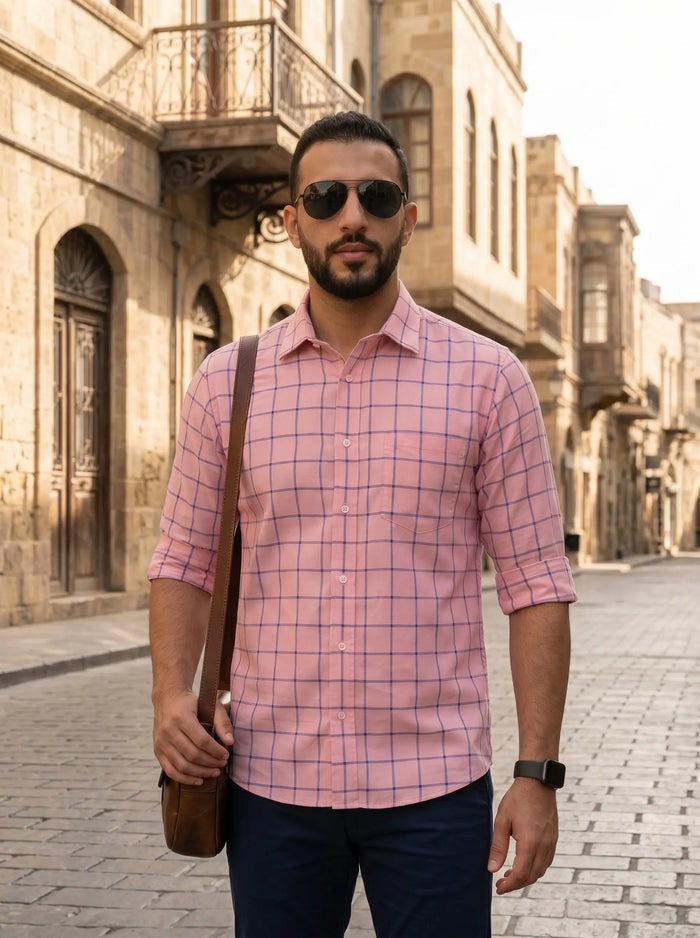 Checkered Poly Cotton Full Sleeve Shirt LEON