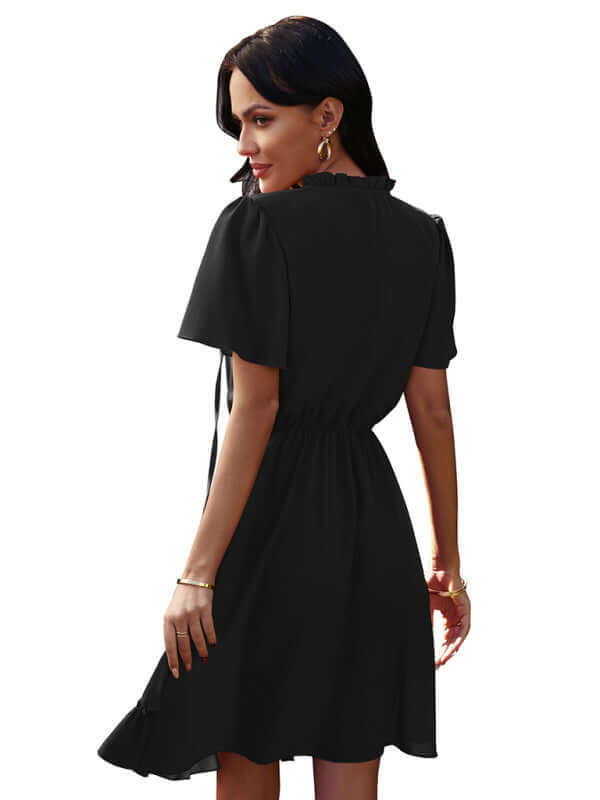 Chic High Neck Ruffle Dress Relaxed Fit Women layered detail