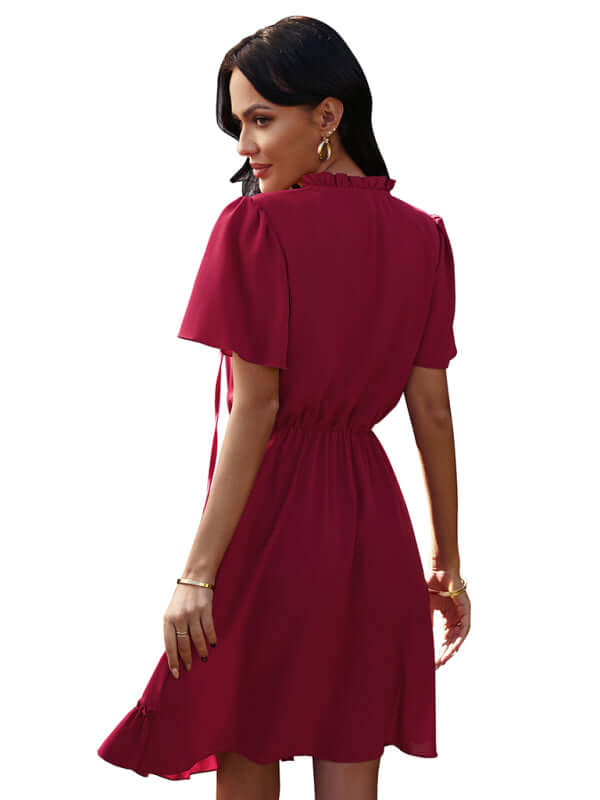 Chic High Neck Ruffle Dress Relaxed Fit Women party outfit