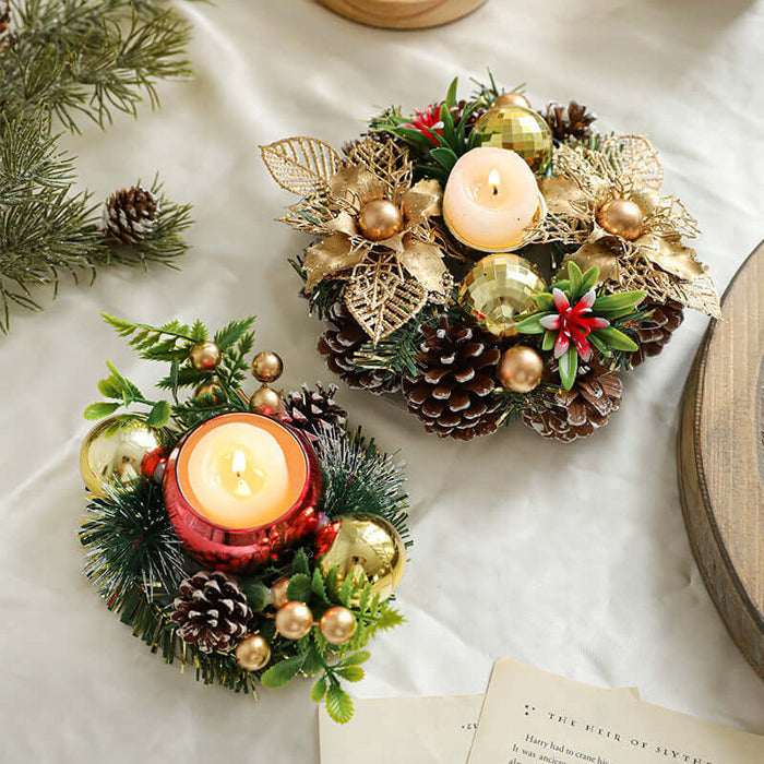 Christmas Metal Candle Holder Wreath Table Decor mantel display