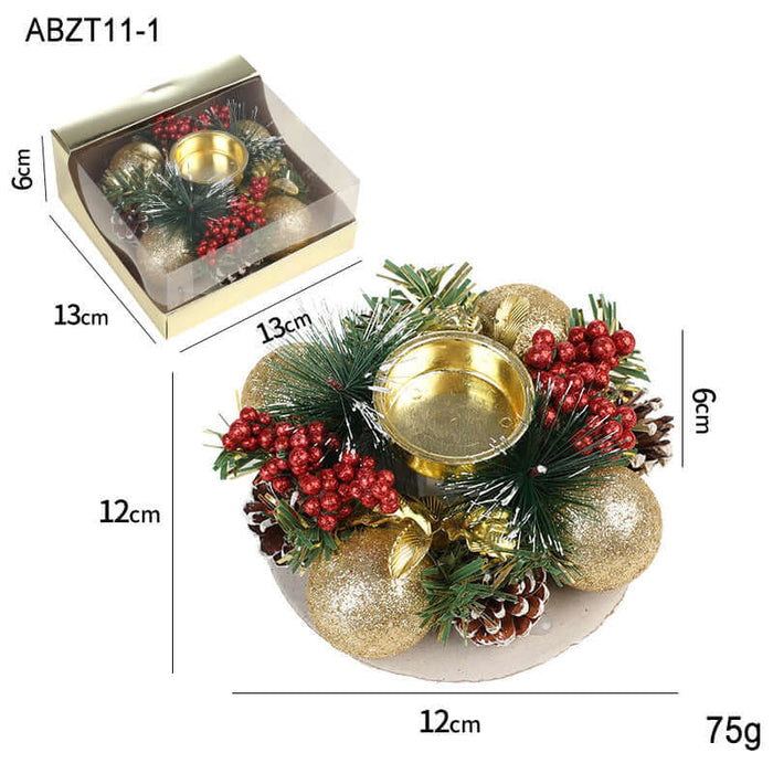 Christmas Metal Candle Holder Wreath Table Decor dried flower texture
