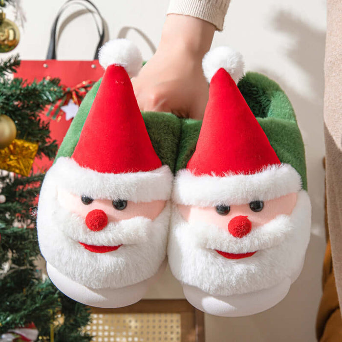 Christmas Santa Slippers Warm Thick Sole Home Shoes side angle