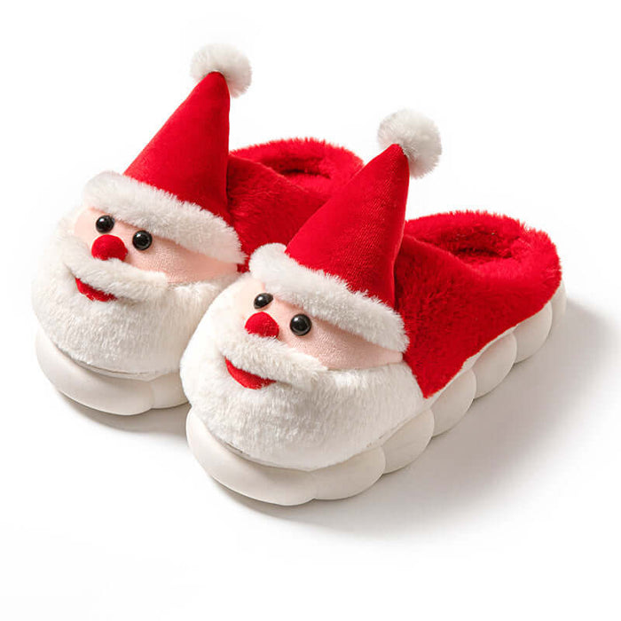 Christmas Santa Slippers Warm Thick Sole Home Shoes round toe design