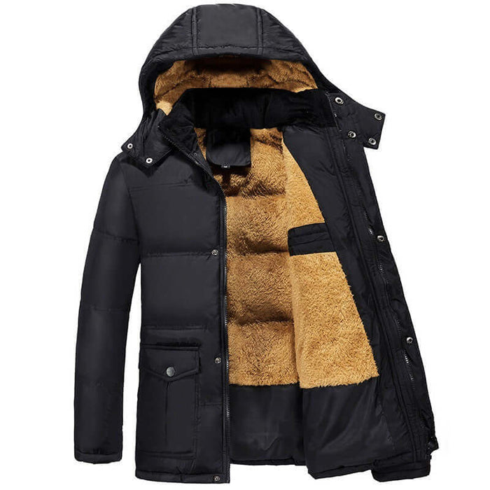 Clothing Plus Velvet Padded Jacket Men Winter Hooded size chart M to 6XL.
