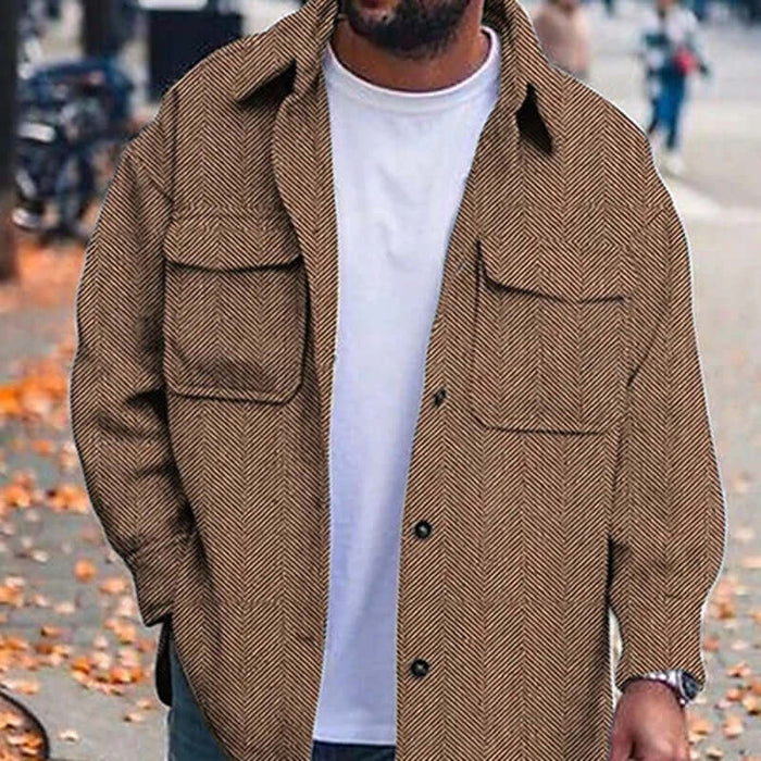 Coat Men Polo Collar Top Fashion Work Clothes Jacket polyester fabric.