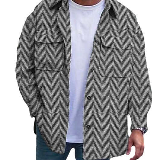 Coat Men Polo Collar Top Fashion Work Clothes Jacket long sleeve.