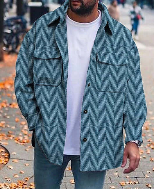 Coat Men Polo Collar Top Fashion Work Clothes Jacket size M shoulder 40.