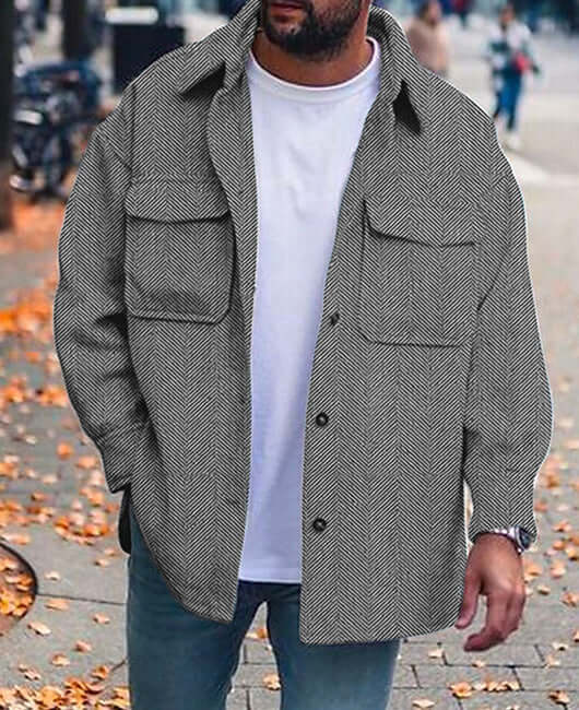Coat Men Polo Collar Top Fashion Work Clothes Jacket size L chest 105.
