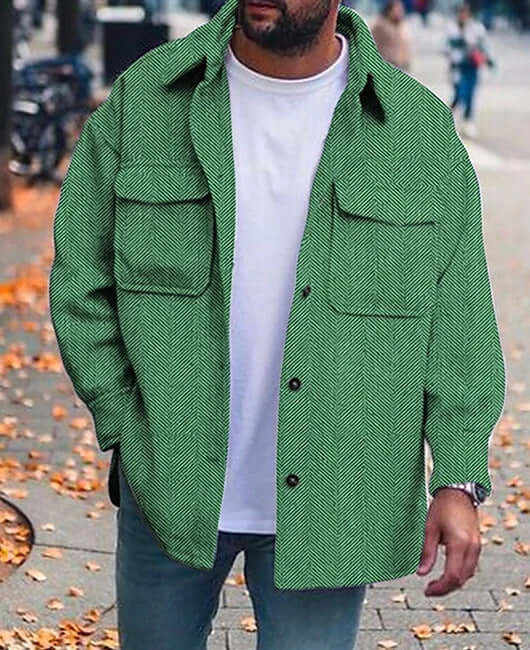Coat Men Polo Collar Top Fashion Work Clothes Jacket size XL length 69.
