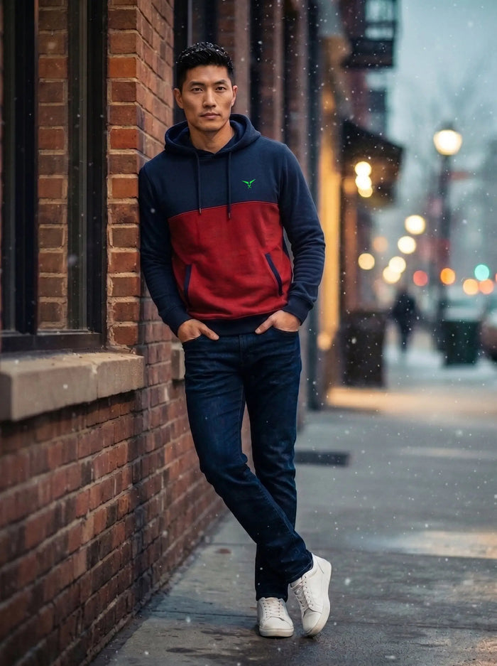 Color Block Cut & Sew Full Sleeve Pullover Hoodie LEON