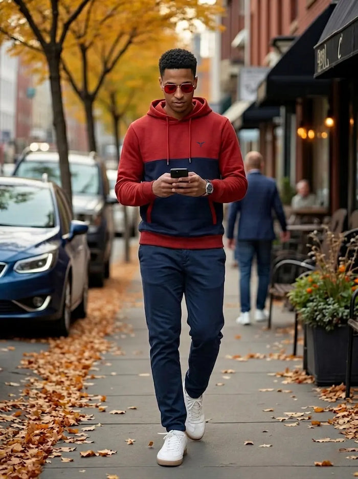 Color Block Cut & Sew Full Sleeve Pullover Hoodie LEON