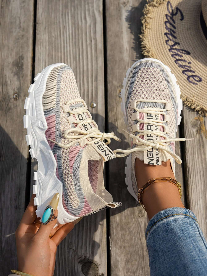 Comfortable Womens Flyknit Sneakers Breathable Walking Shoes grey casual athletic style