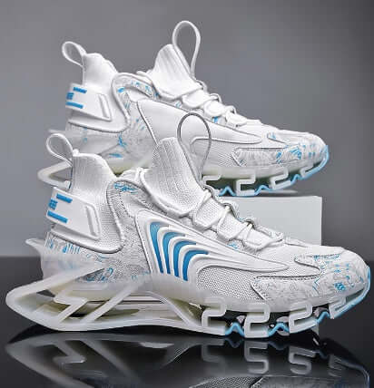Cool Men Running Sneakers Breathable Sports Shoes white gray edition side view