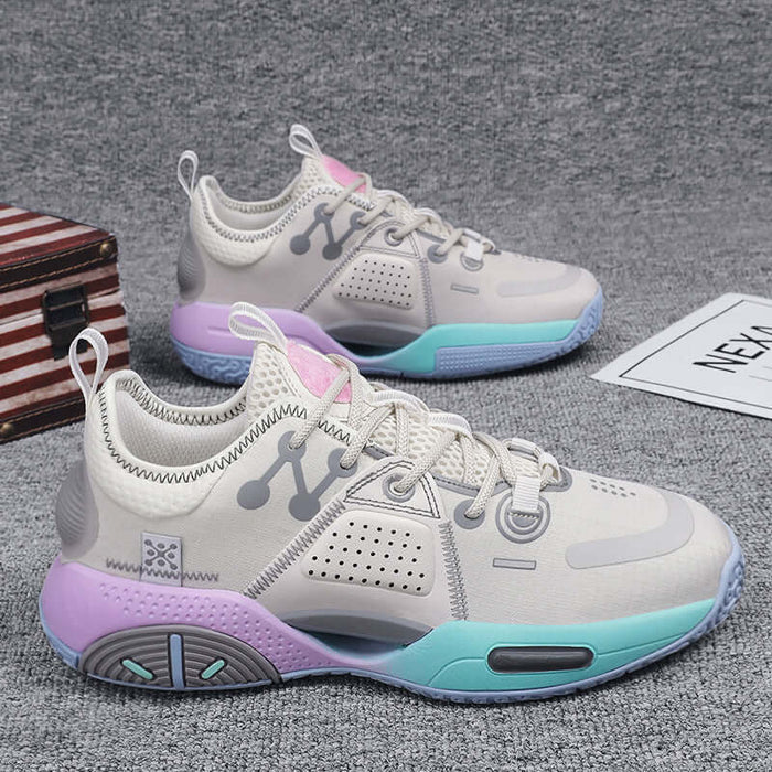 Cotton Candy Basketball Shoes synthetic leather upper.