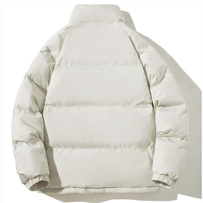 Couples Stand-up Collar Coat Winter Warm Plush Jacket white stylish outwear.