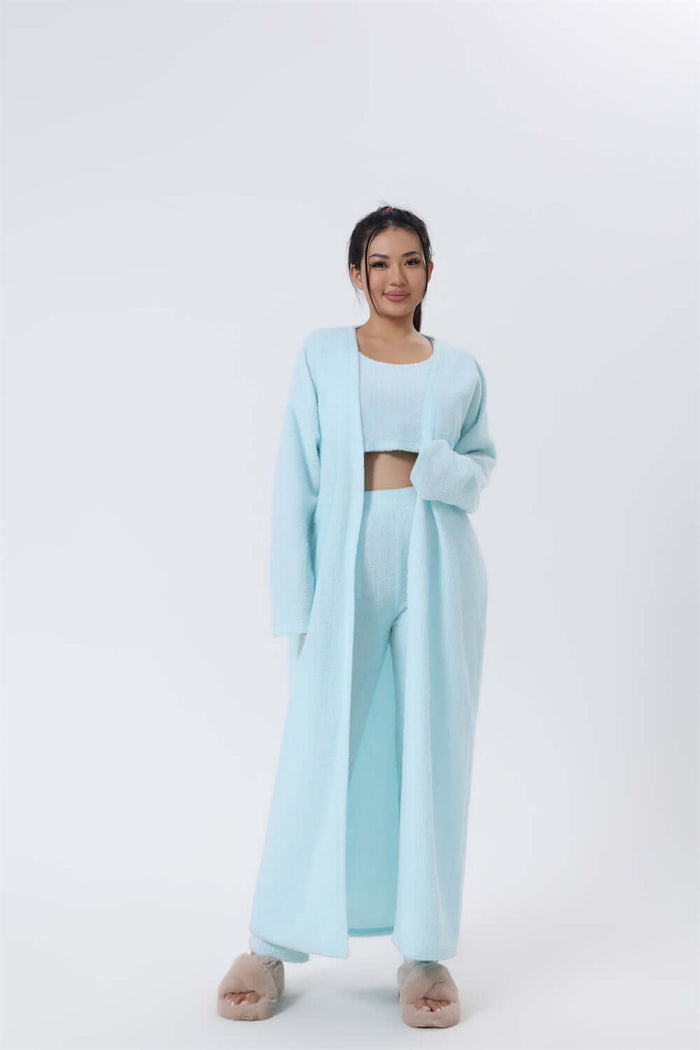 Cozy 3 Piece Winter Pajama Lounge Set elastic waist pants