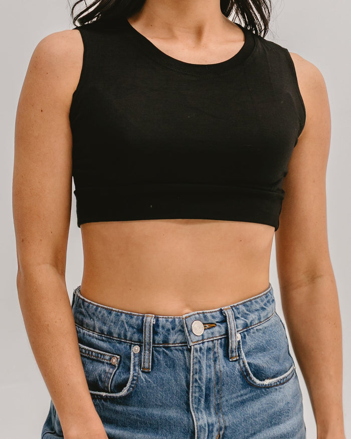 Crew Neck Tank Halftee Black / XS Black XS Layering Top HALFTEE Layering Fashions- Tilden Co.