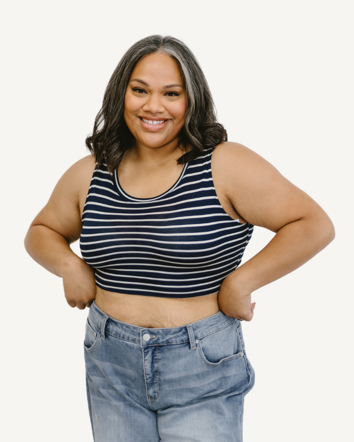 Crew Neck Tank Halftee Navy Stripes / XS Navy Stripes XS Layering Top HALFTEE Layering Fashions- Tilden Co.