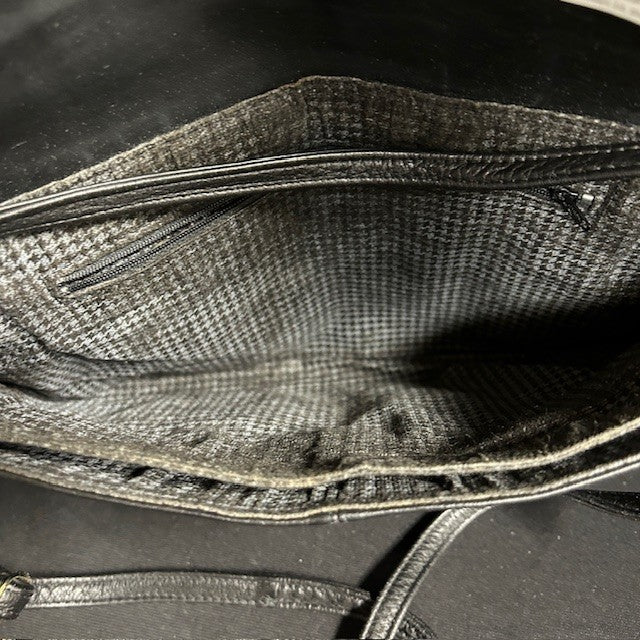 Croc Embossed Black Leather Clutch