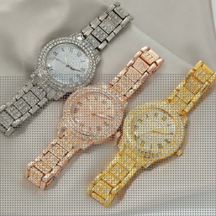 Crystal Bracelet Pull Out Quartz Watch for Women side profile
