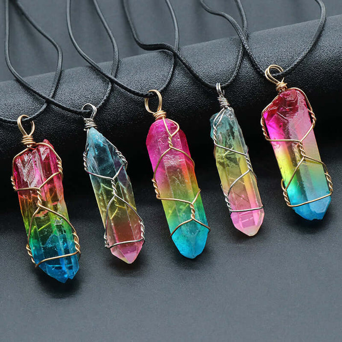 Crystal Tree of Life Stone Pendant Necklace O-chain design