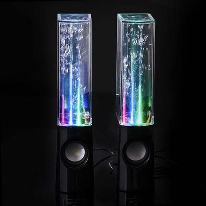 Dancing Water Speaker LED Light Fountain Speaker Party with colorful LED lights and water effect.