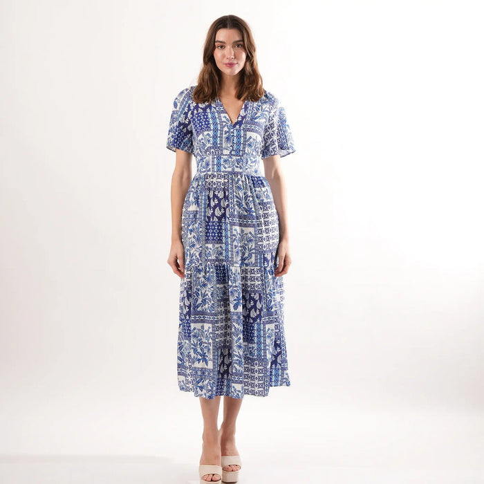 Daphne Blue Palm Dress