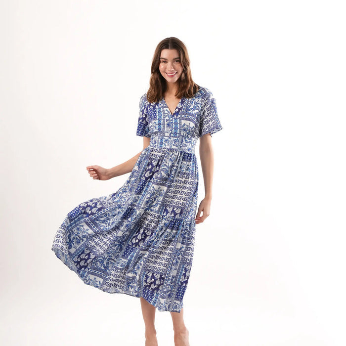 Daphne Blue Palm Dress