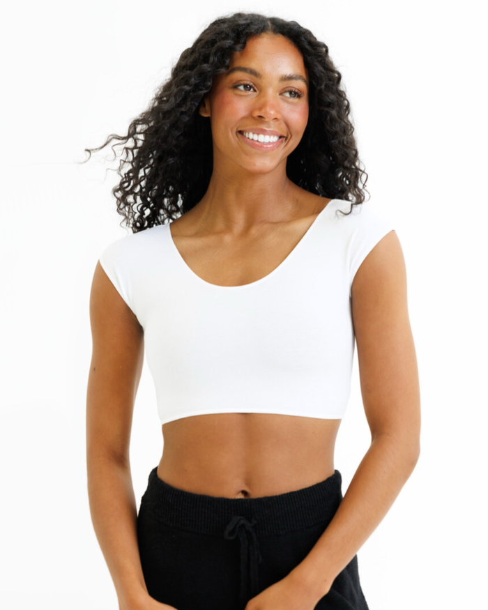 Demi Tee - Cropped Short Sleeve Layering Top White / XS White XS Layering Top Downeast- Tilden Co.