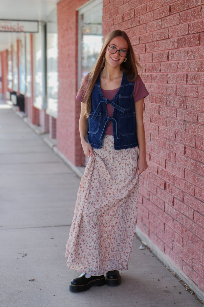 Denim Tie Vest in Inkwell Vest Mikarose- Tilden Co.